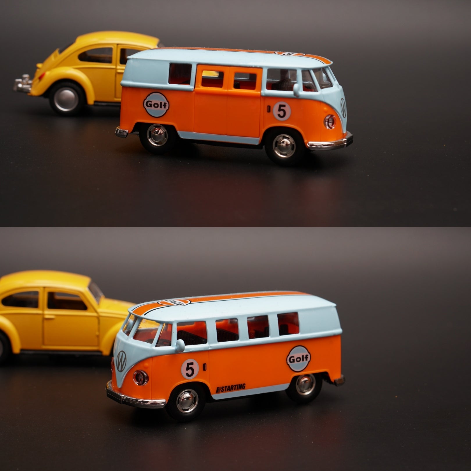 1:36 beetle, Volkswagen T1 Diecast Combo (Yellow,BlueTop) -  Kunju Vandi  