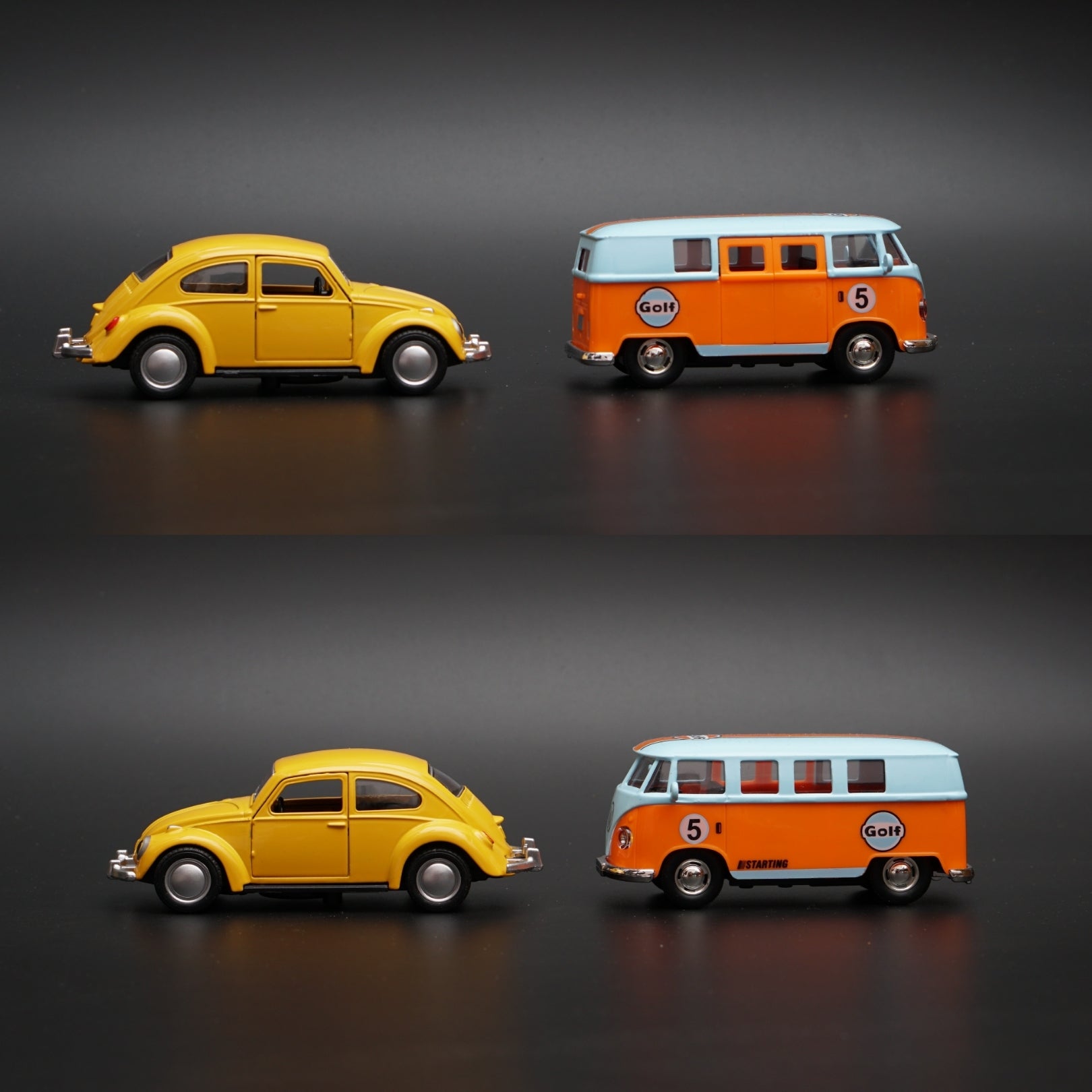 1:36 beetle, Volkswagen T1 Diecast Combo (Yellow,BlueTop) -  Kunju Vandi  