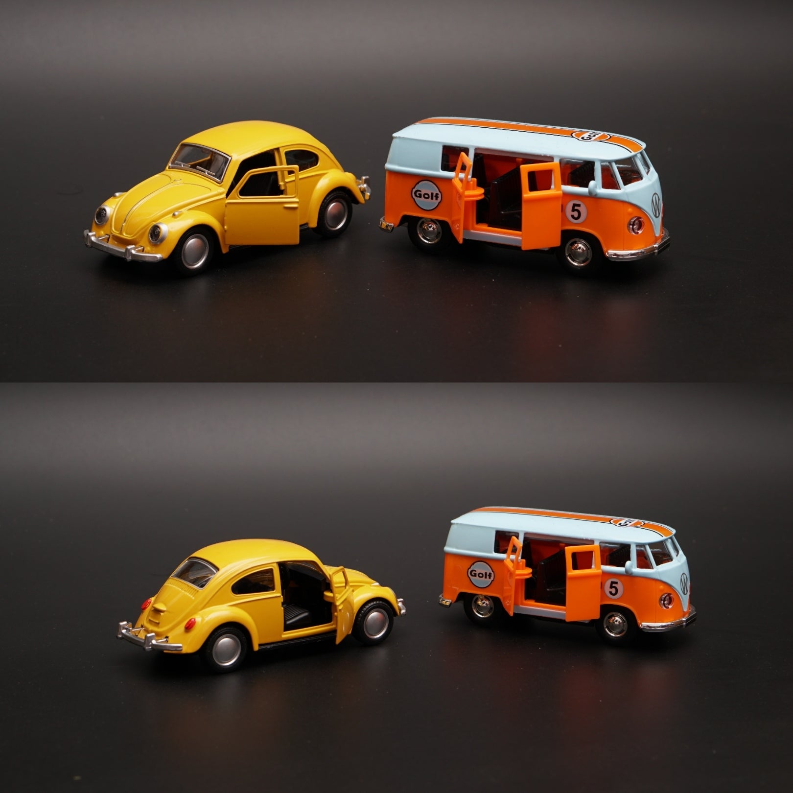 1:36 beetle, Volkswagen T1 Diecast Combo (Yellow,BlueTop) -  Kunju Vandi  