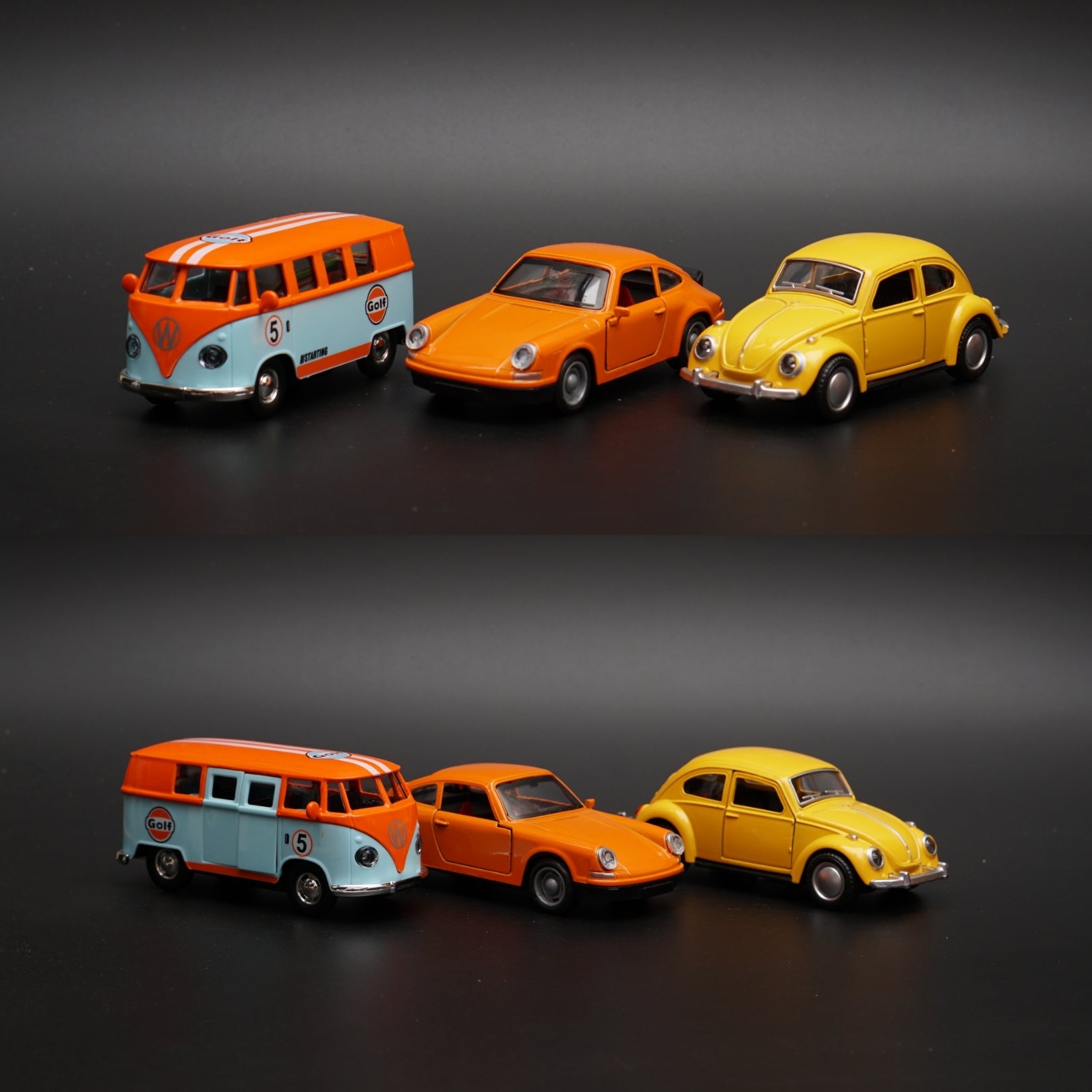 1:36 Volkswagen T1, Porsche, Beetle Diecast Combo -  Kunju Vandi  