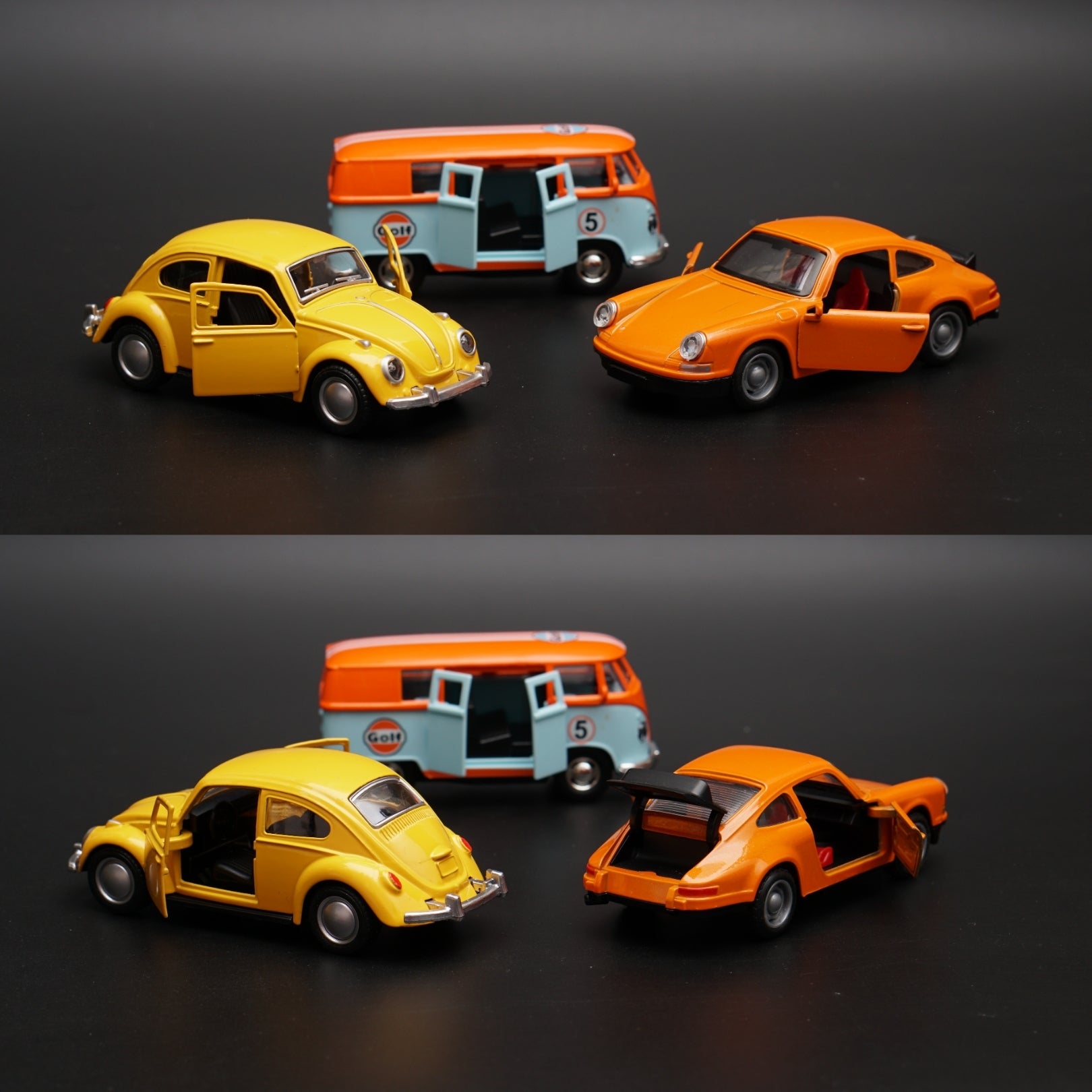 1:36 Volkswagen T1, Porsche, Beetle Diecast Combo -  Kunju Vandi  