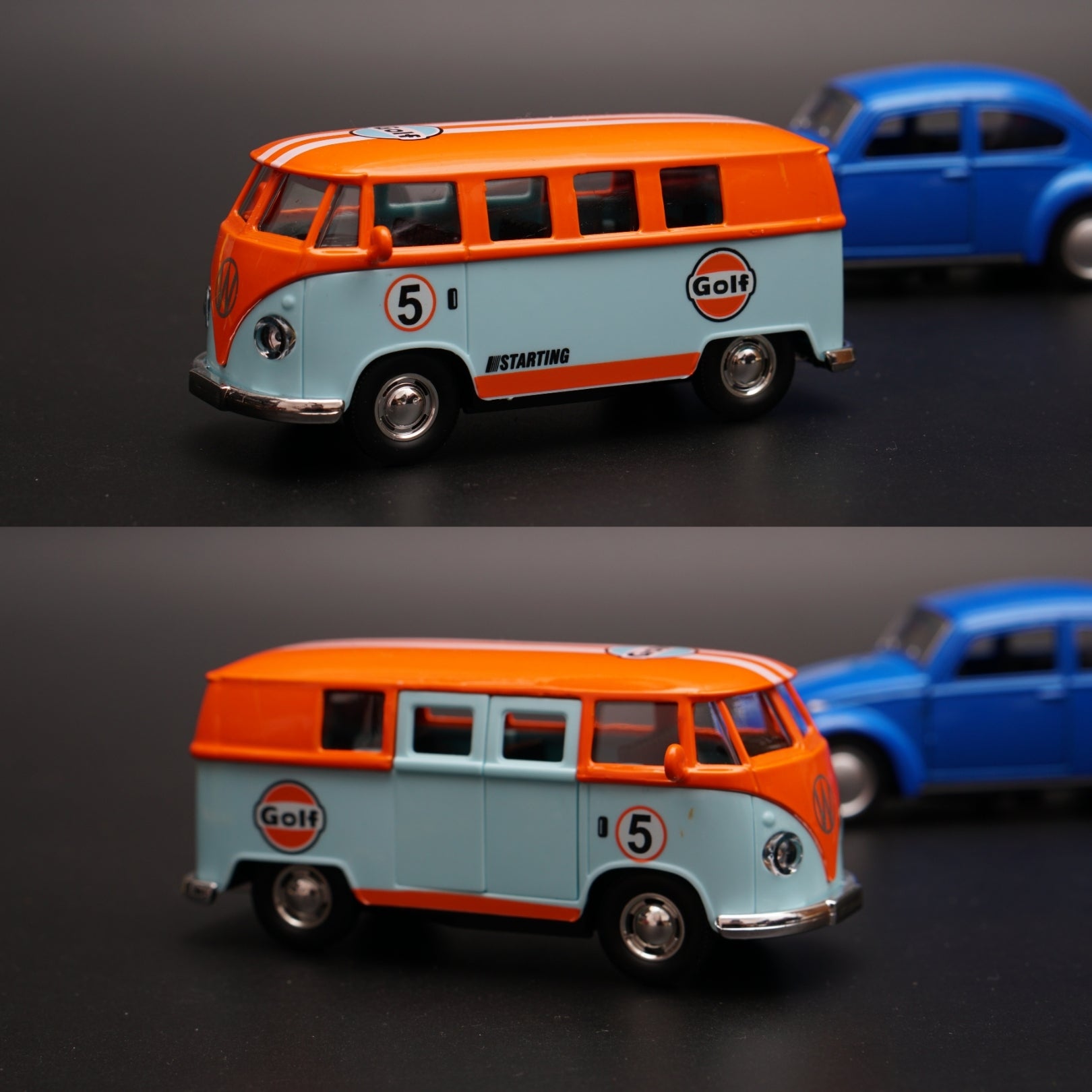Volkswagen T1 , Beetle diecast Combo( Orange,Blue) -  Kunju Vandi  