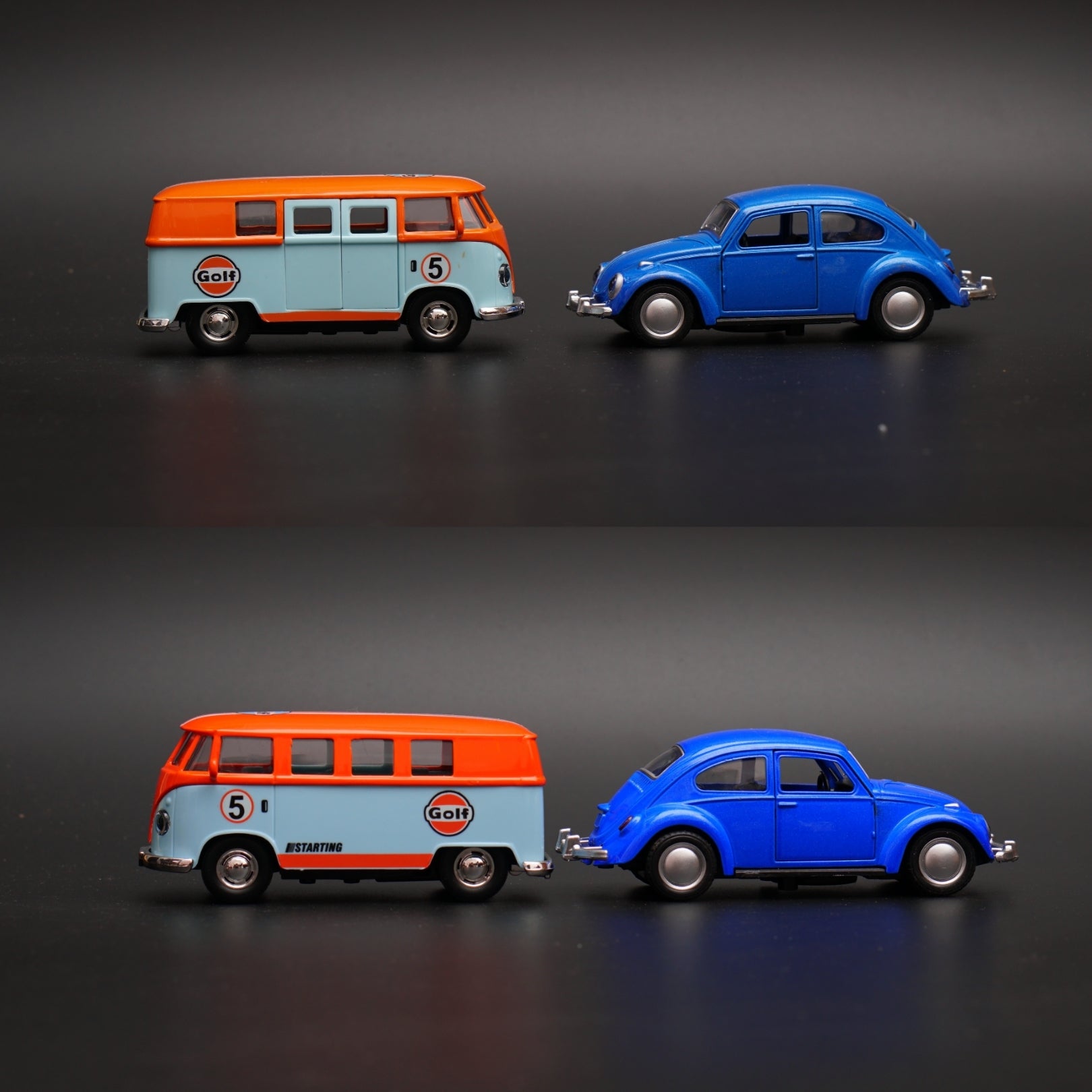 Volkswagen T1 , Beetle diecast Combo( Orange,Blue) -  Kunju Vandi  