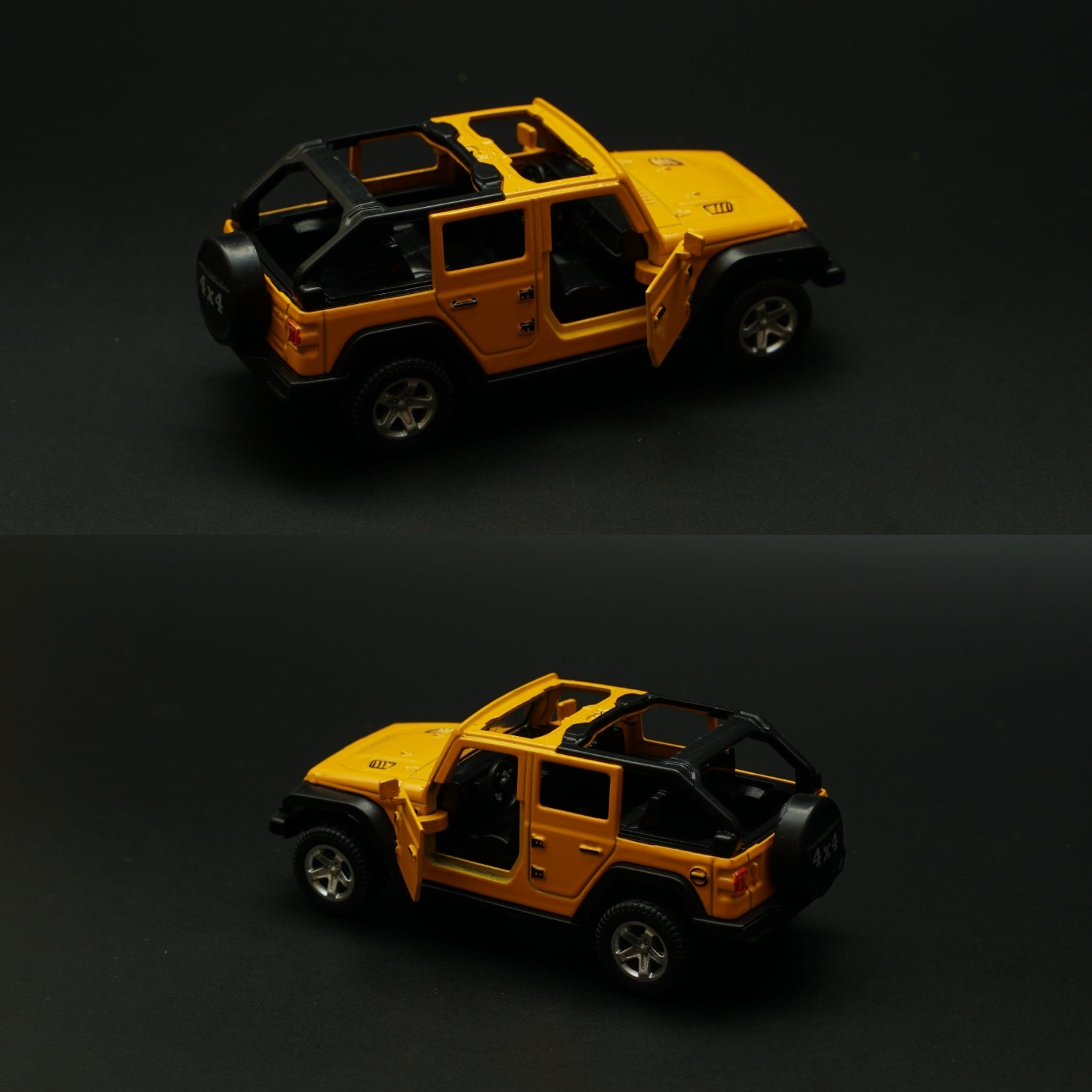 1:36 Jeep Diecast Yellow (Open Top) -  Kunju Vandi  
