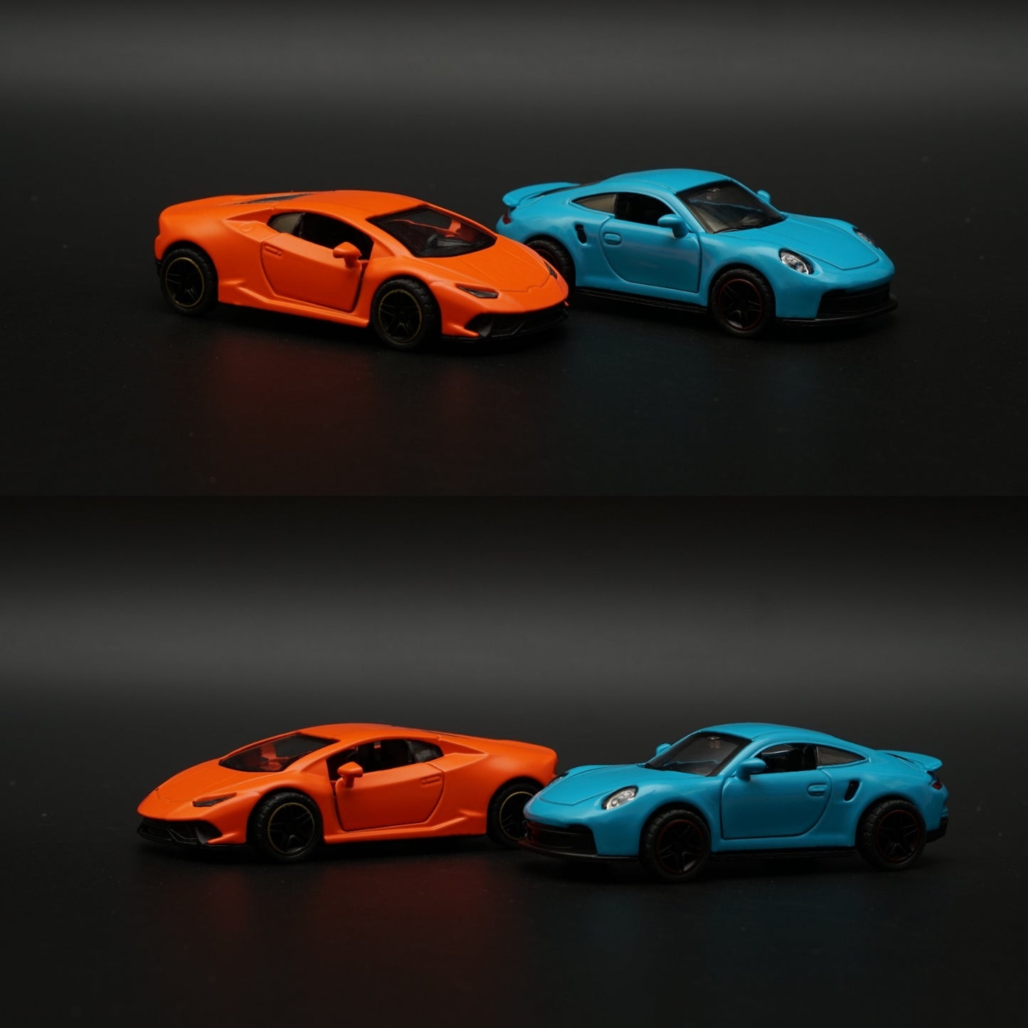 1:43 Porsche, lambo Diecast Combo (Blue,Orange)