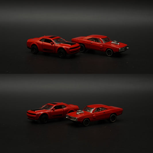 1:64 Dodge Charger , Challenger Diecast Combo (Red Red)