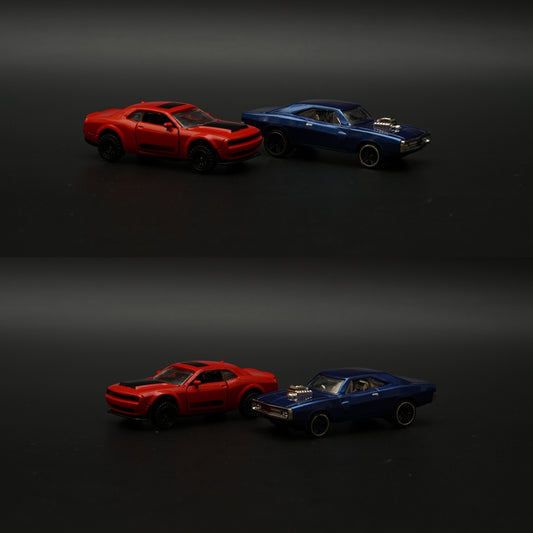 1:64 Dodge Charger , Challenger Diecast Combo (Blue Red)