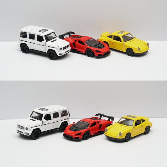1:43 Gwagon, McLaren, Porsche Diecast Combo (White,Red,Yellow)