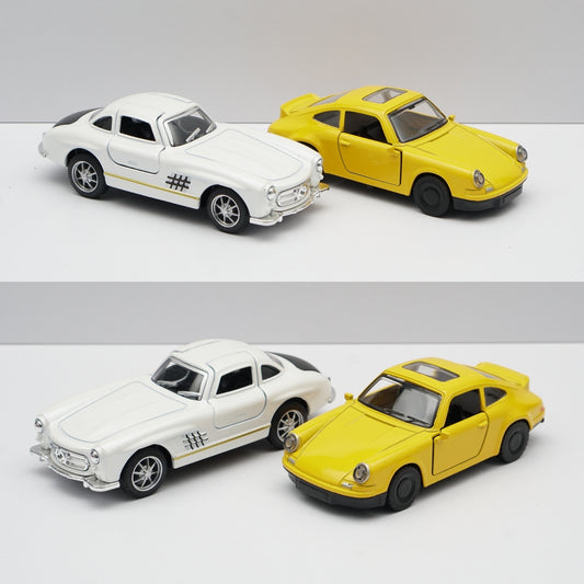 Benz 300SL, Porsche Diecast Combo (White,Yellow)