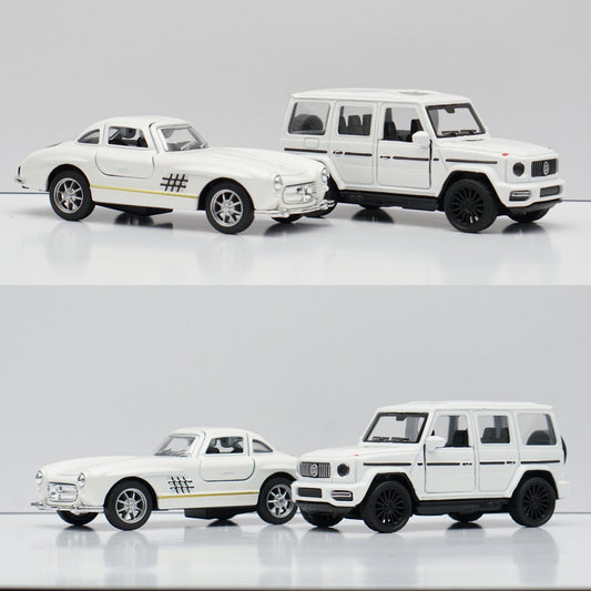 Benz 300SL, Gwagon Diecast Combo (White,White)