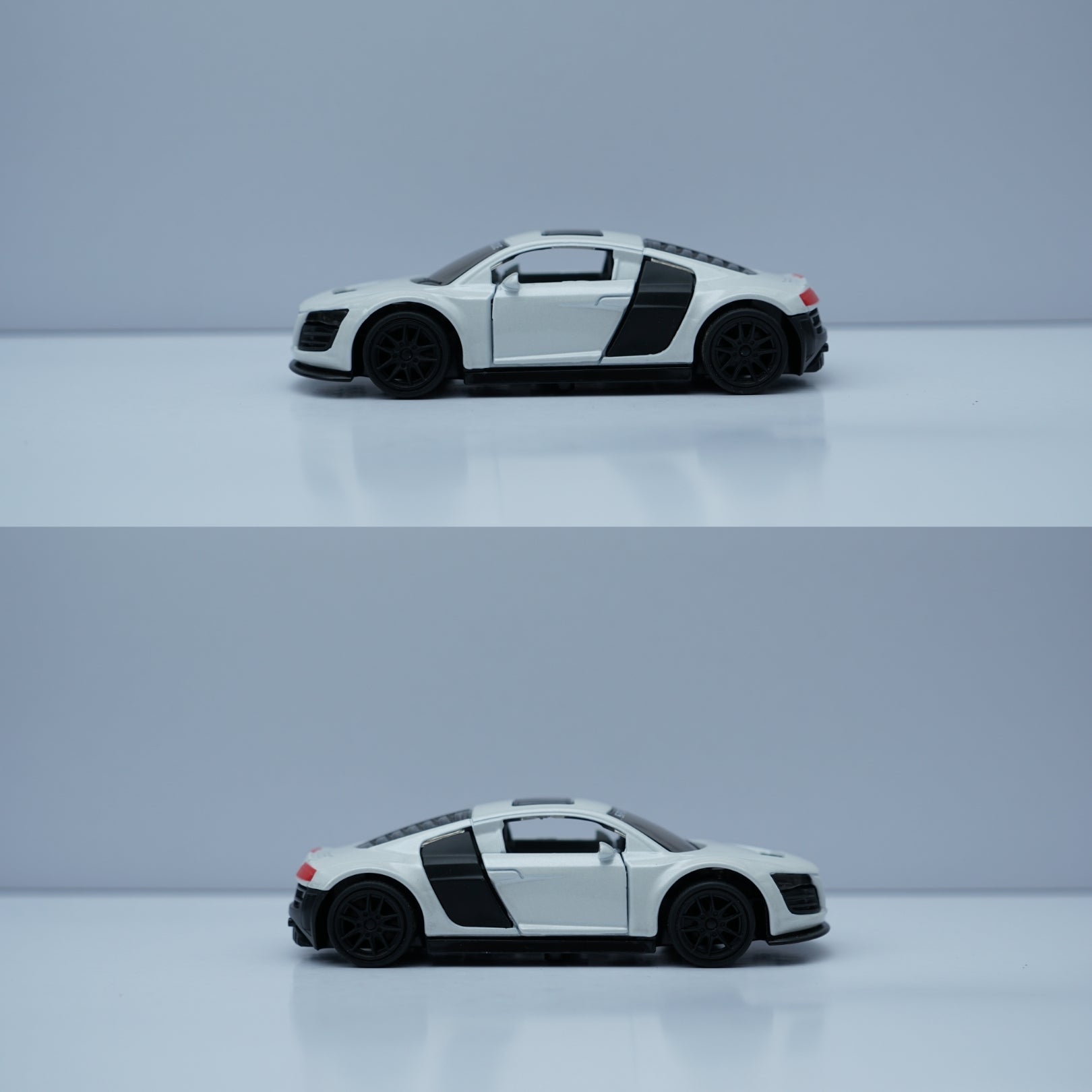 1:43 Scale Audi R8 Style Diecast Car – White Sports Model with
