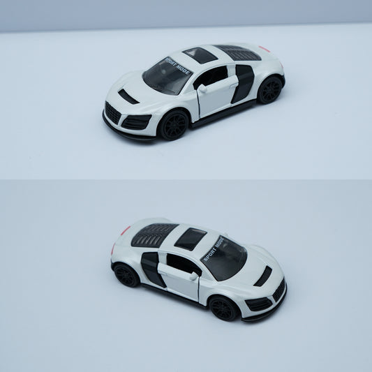 1:43 Scale Audi R8 Style Diecast Car – White Sports Model with Opening Doors (Metal Body) -  Kunju Vandi  