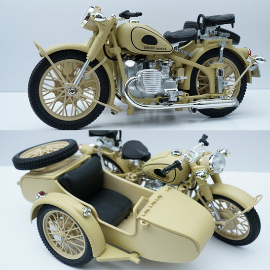 1:10 Scale Vintage Military Motorcycle with Sidecar