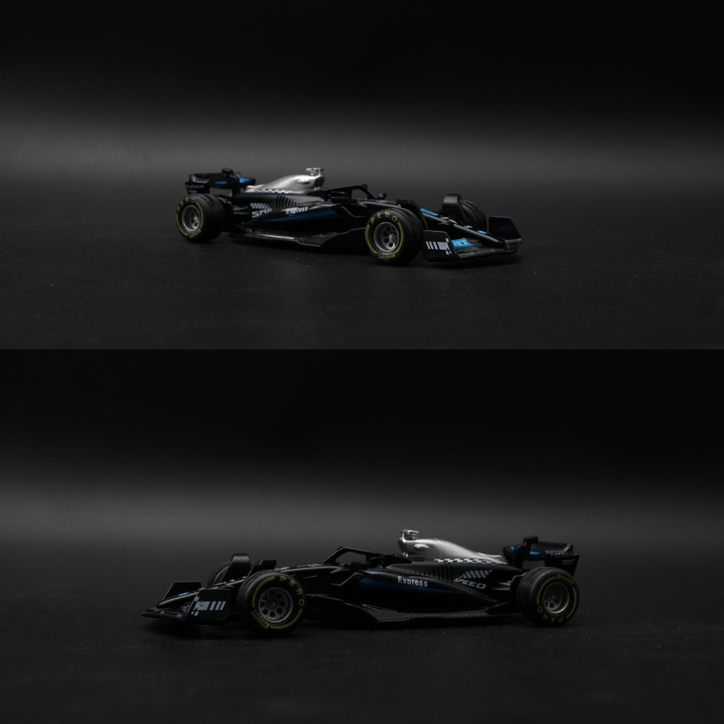 1:36 Formula Racing Car Diecast — Black & Blue Livery | Collector's Model