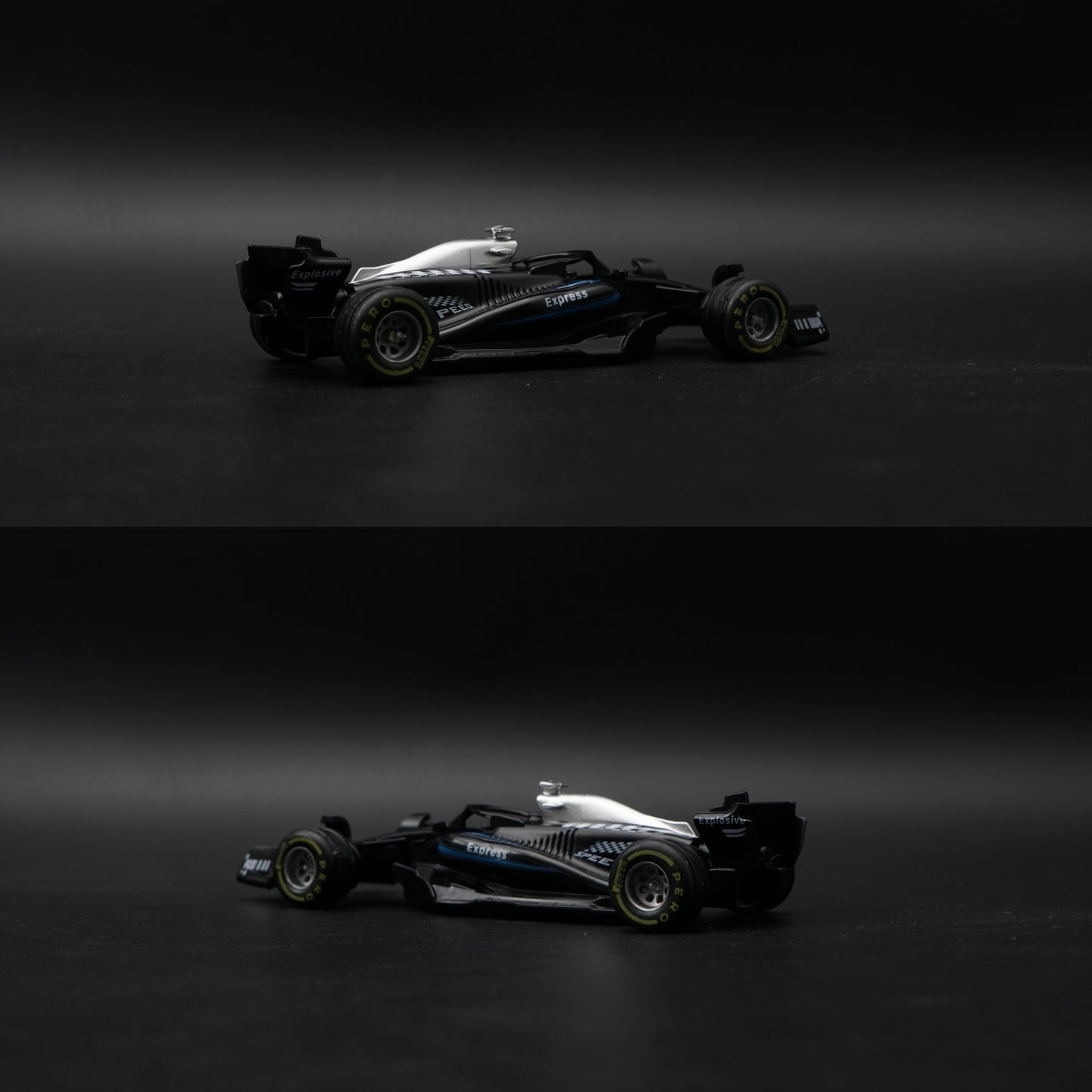 1:36 Formula Racing Car Diecast — Black & Blue Livery | Collector's Model