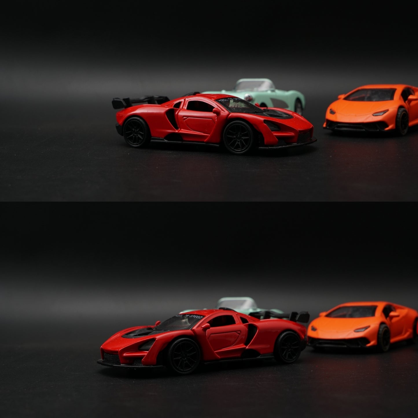 1:43 Scale Diecast 4-Car Combo Set | Corvette · Mclaren · Lamborghini · Beetle