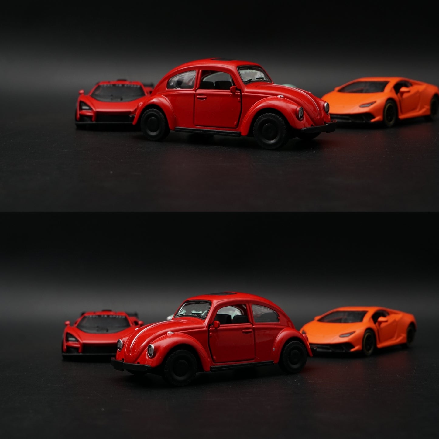 1:43 Scale Diecast 4-Car Combo Set | Corvette · Mclaren · Lamborghini · Beetle
