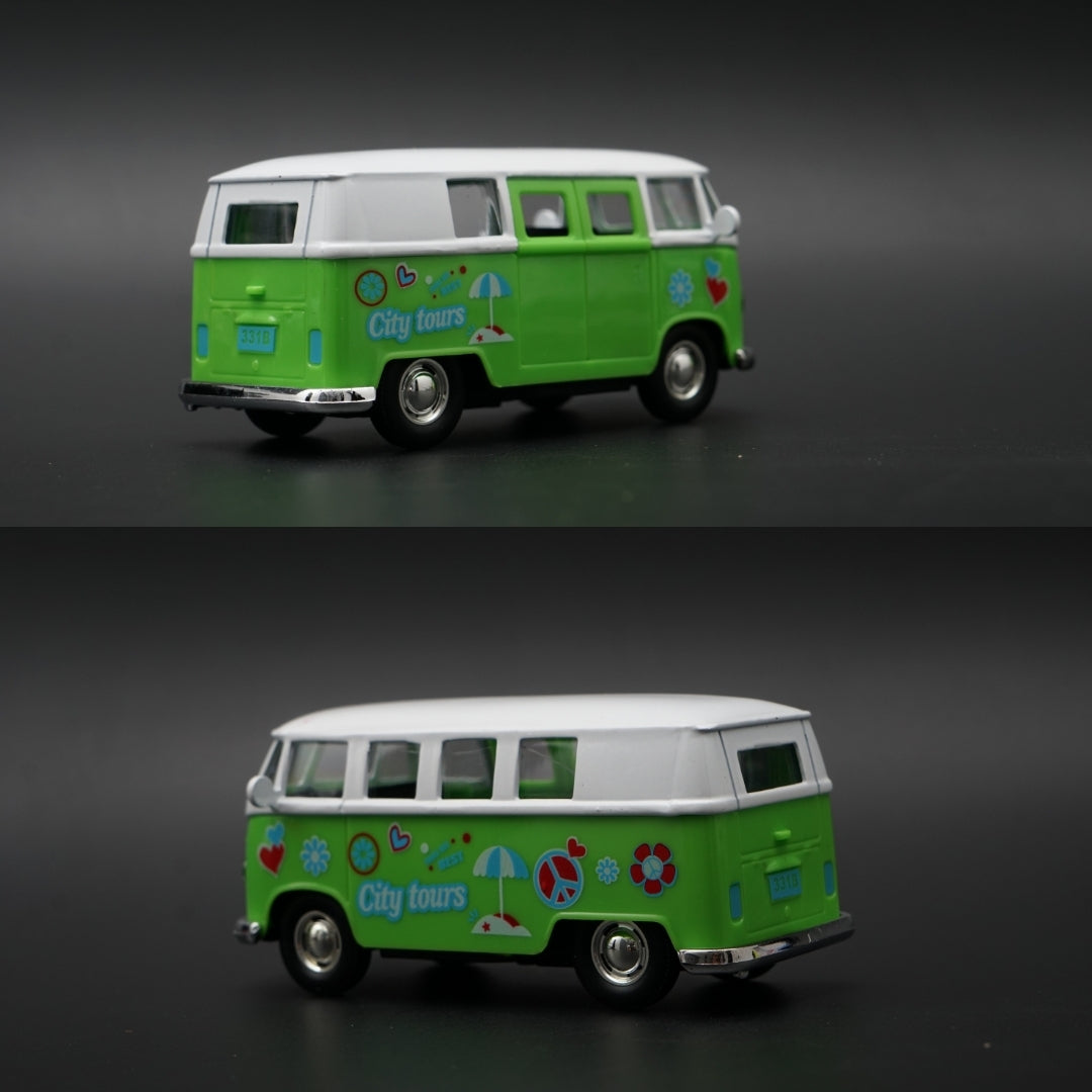 1:36 Volkswagen T1 Bus Diecast — Green & White | Retro City Tours