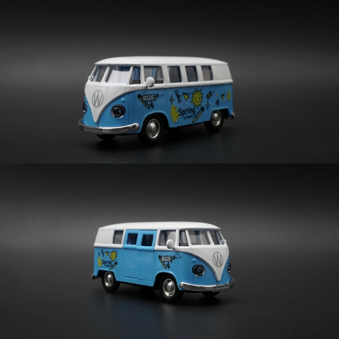 1:36 Volkswagen T1 Bus Diecast — Sky Blue & White | Spring Doodle