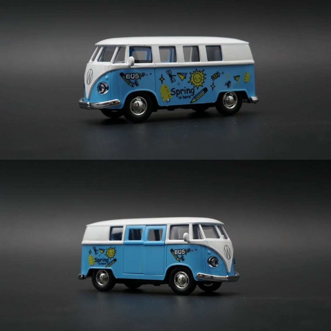 1:36 Volkswagen T1 Bus Diecast — Sky Blue & White | Spring Doodle