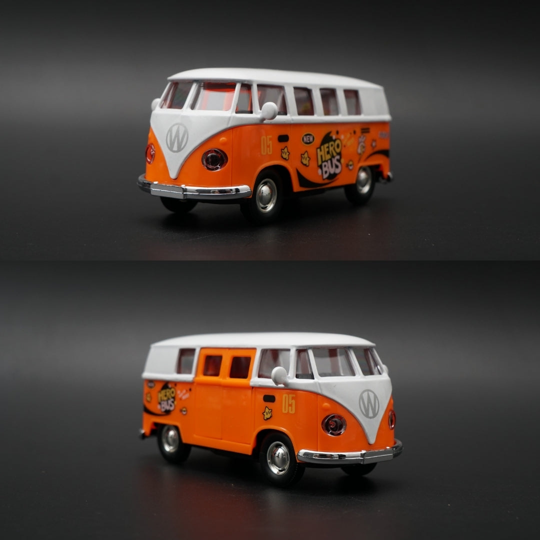 1:36 Volkswagen T1 Bus Diecast — Orange & White | Hero Bus #05