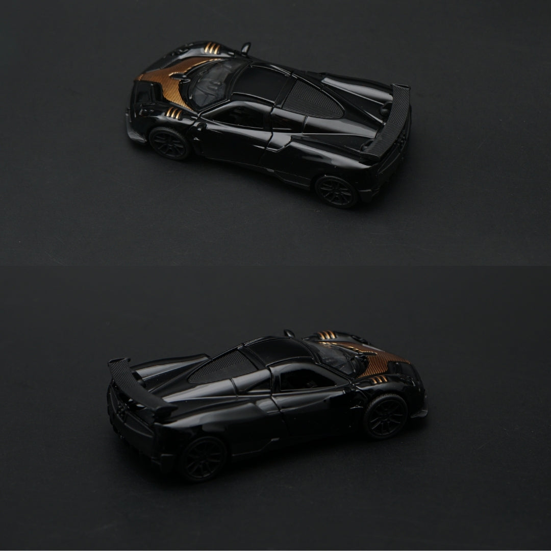 1:43 Pagani Zonda Diecast — Gloss Black & Gold | Hypercar Collector's Model