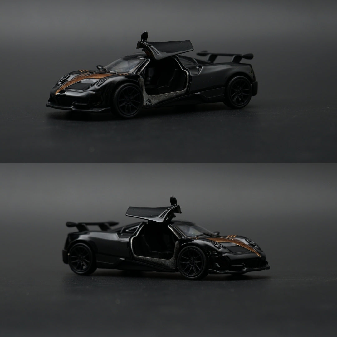 1:43 Pagani Zonda Diecast — Gloss Black & Gold | Hypercar Collector's Model