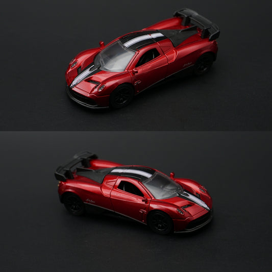 1:43 Pagani Zonda Diecast — Metallic Red | Racing Stripe Hypercar Model