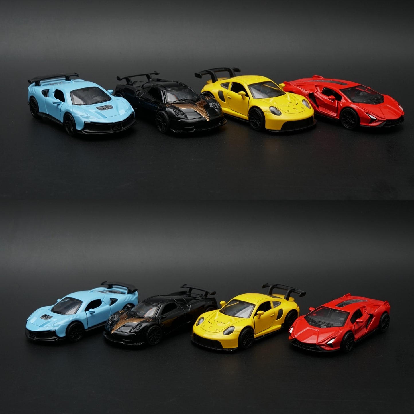 1:43 Hypercar Legends 4-Car Combo | Ferrari · Pagani Zonda · Porsche GT3 RS · Lamborghini Revuelto