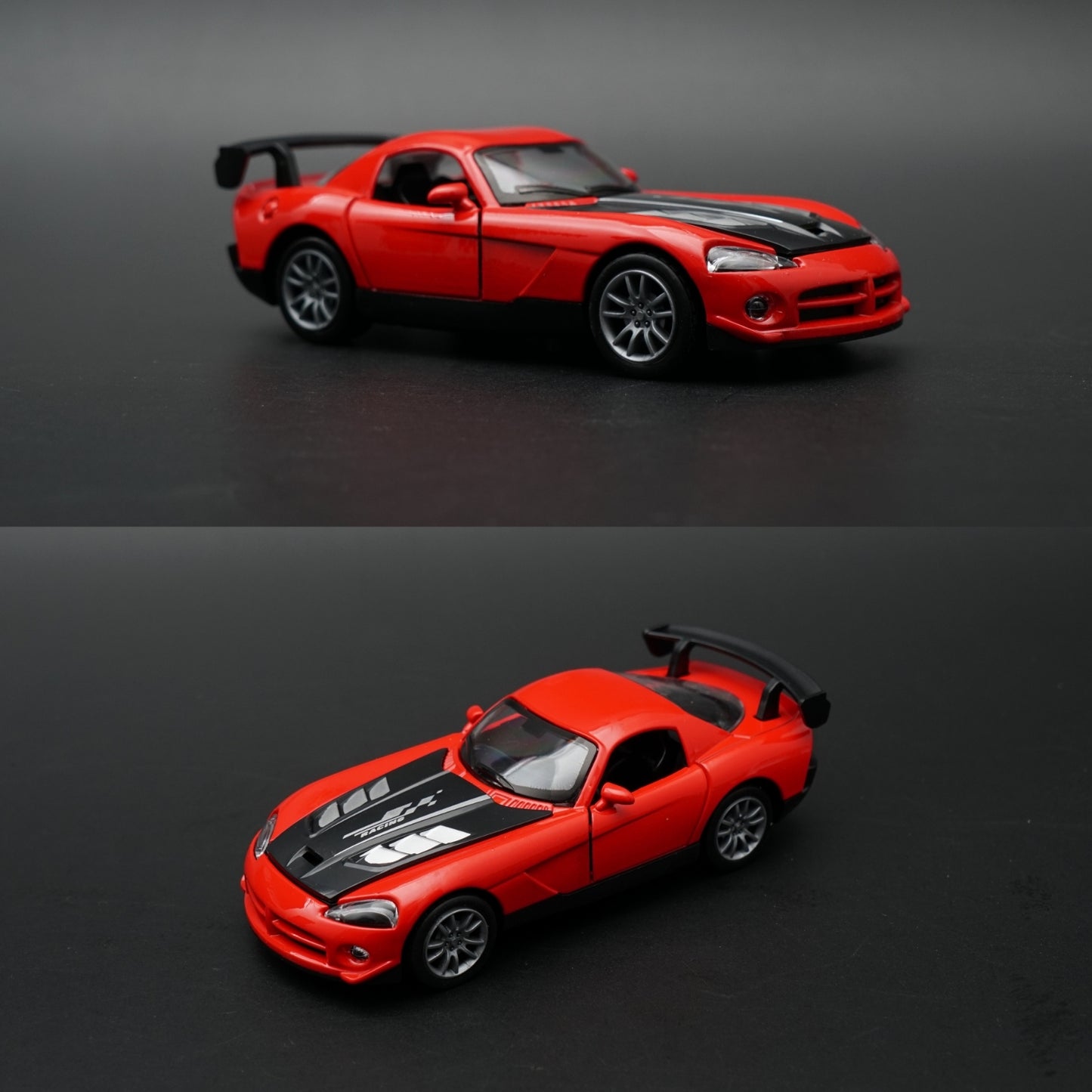1:36 Dodge Viper SRT Diecast — Red | Black Stripe | American Muscle Legend