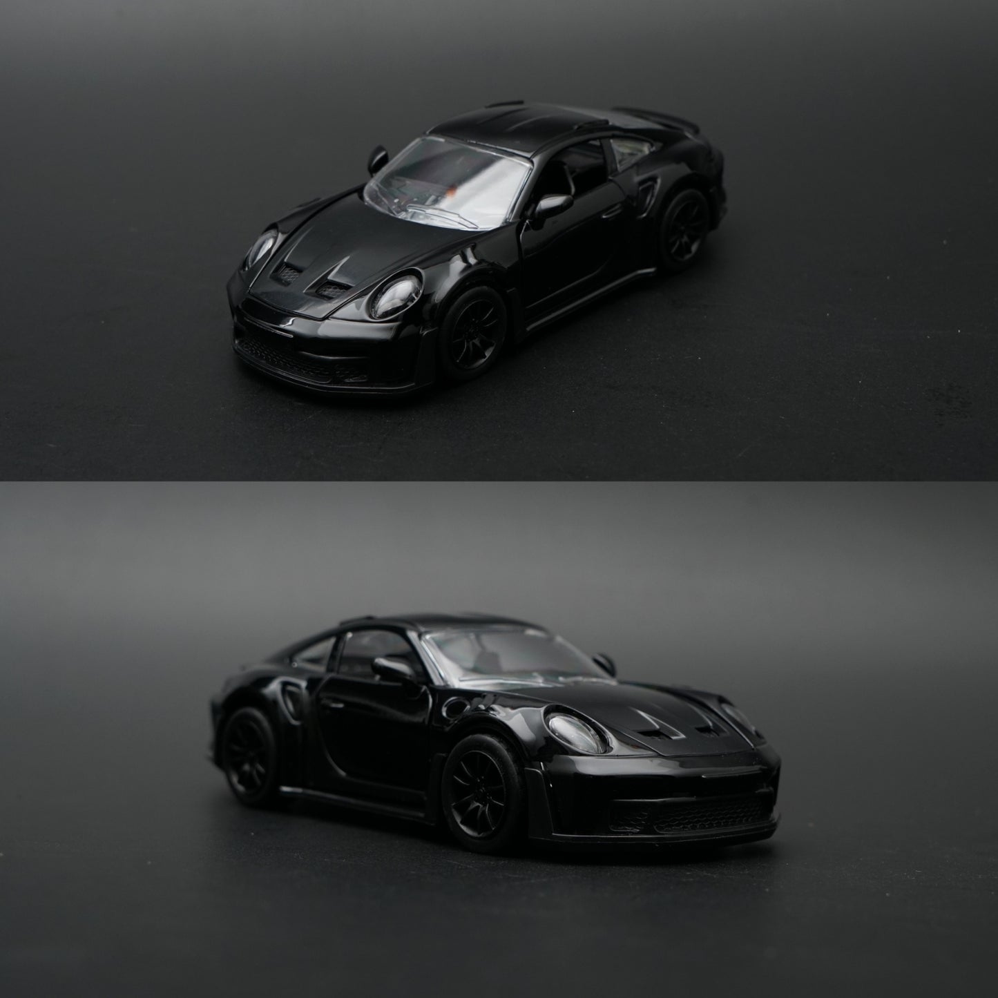 1:36 Porsche 911 Turbo S Diecast — Full Black | Street Weapon Collector's Model