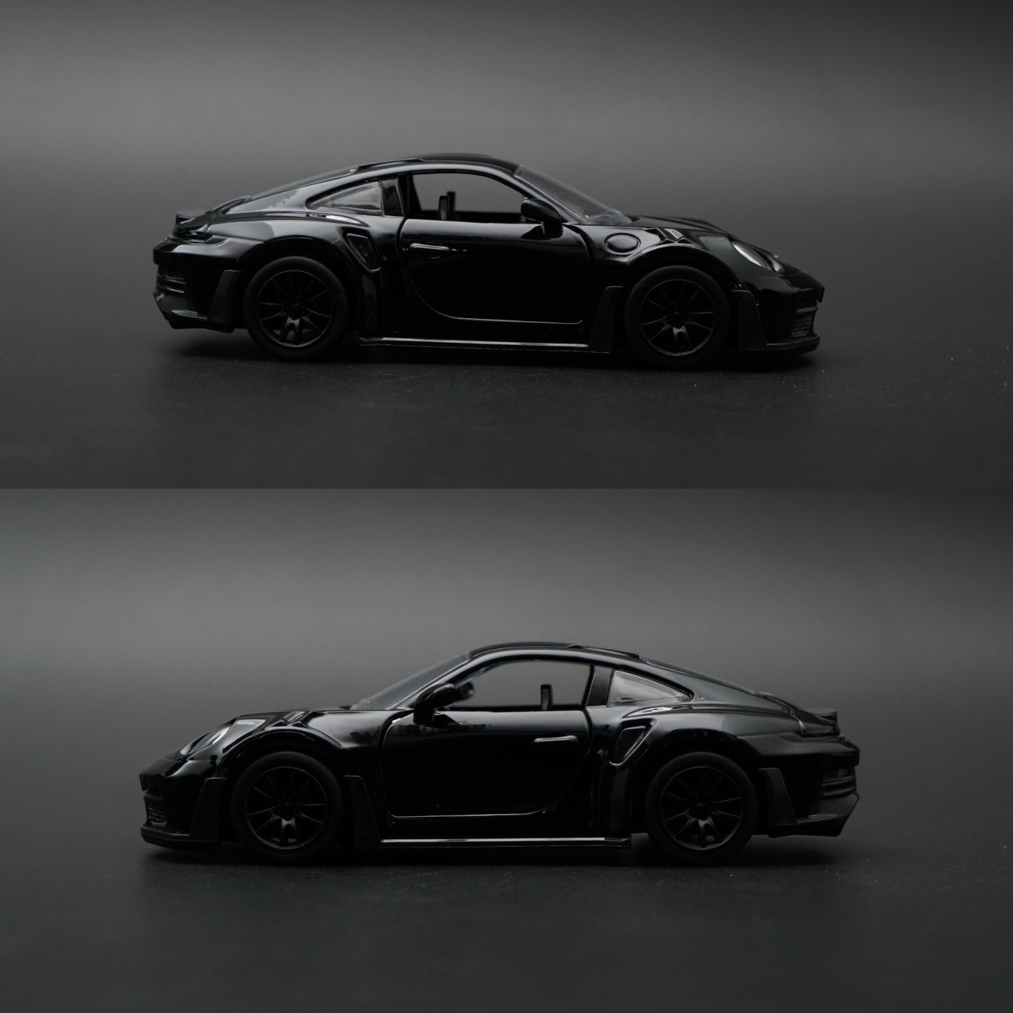 1:36 Porsche 911 Turbo S Diecast — Full Black | Street Weapon Collector's Model