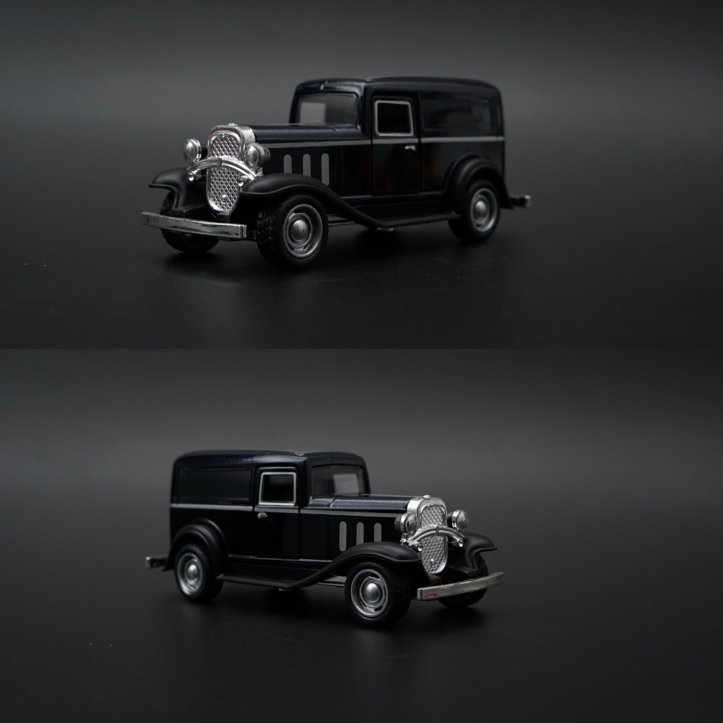 1:43 Ford Model A Delivery Van Diecast — Full Black | 1930s Dark Classic