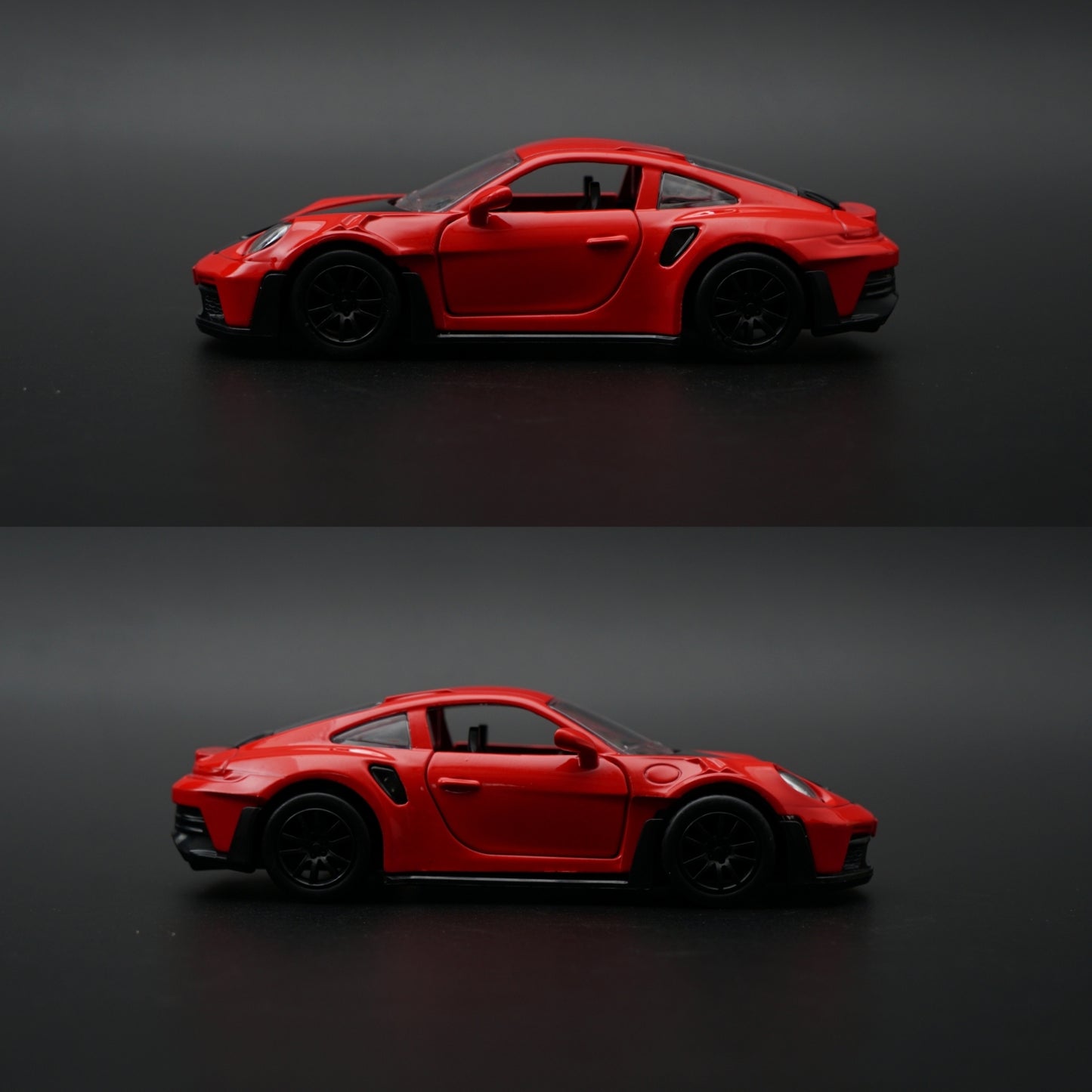 1:36 Porsche 911 Turbo S Diecast — Guards Red | Black Carbon Hood | Sport Edition