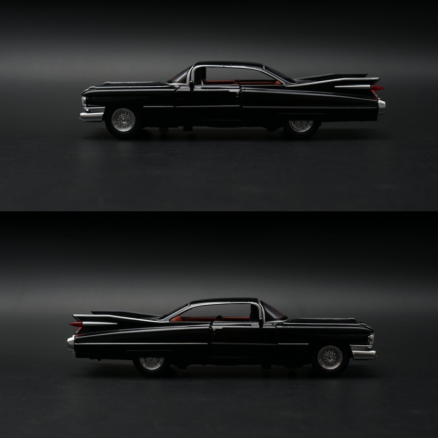 1:32 Cadillac DeVille 1959 Diecast — Midnight Black | Red Interior | Full Function Model