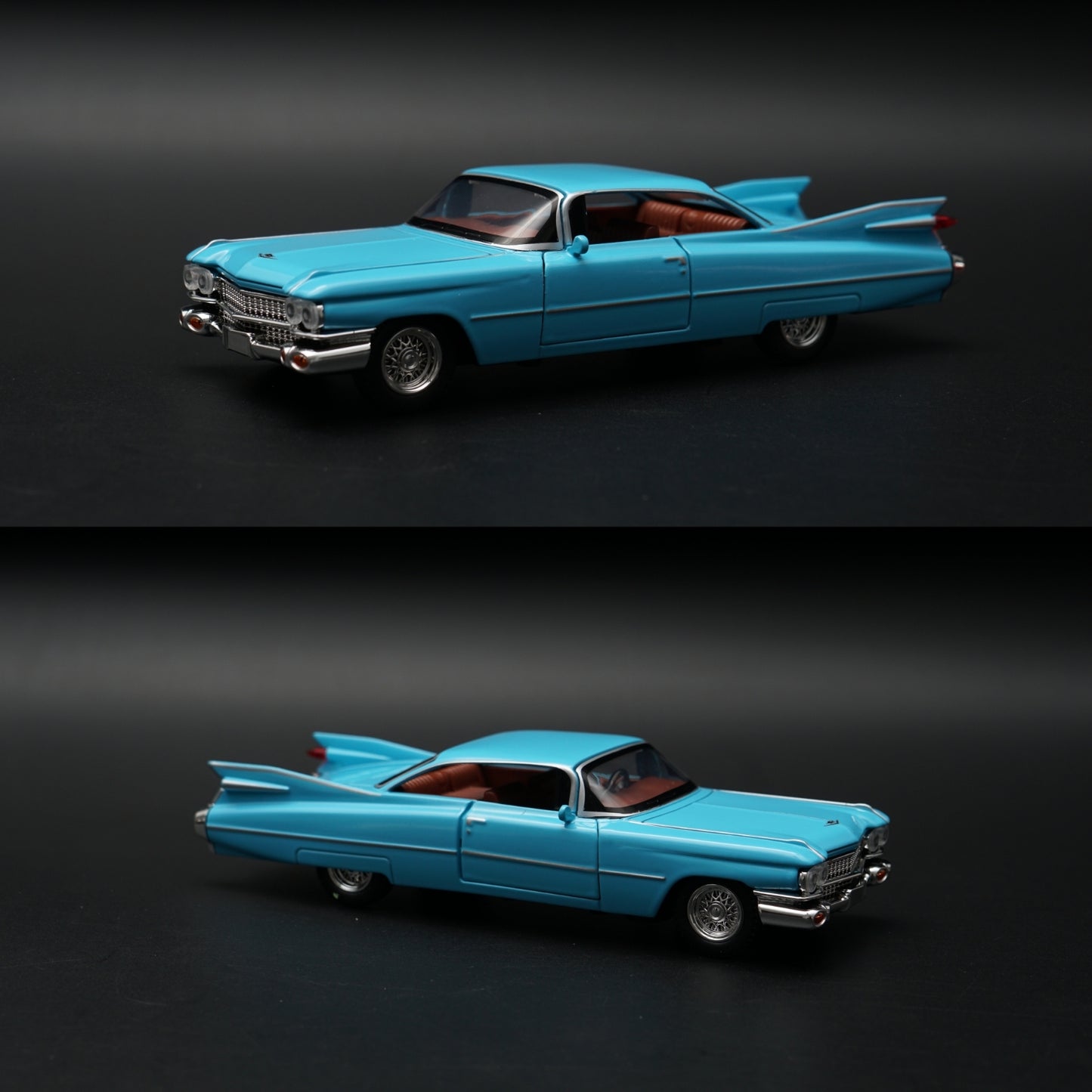 1:32 Cadillac DeVille 1959 Diecast — Turquoise Blue | Tan Interior | Full Function Model