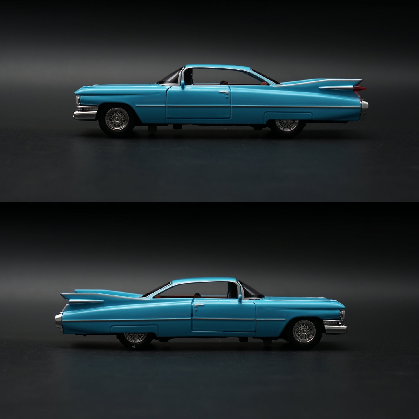 1:32 Cadillac DeVille 1959 Diecast — Turquoise Blue | Tan Interior | Full Function Model
