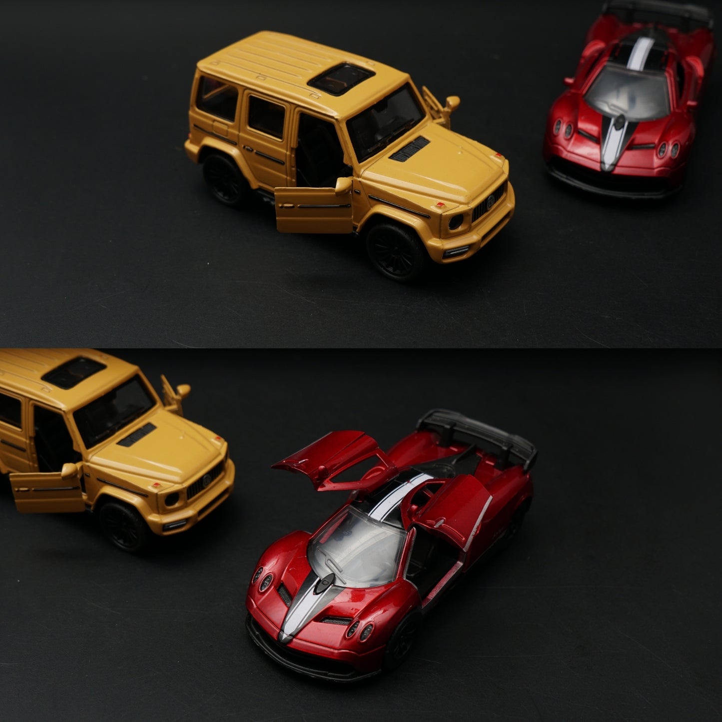 1:43 Diecast 2-Car Set | Pagani Zonda Red + Mercedes-AMG G63 Matte Gold