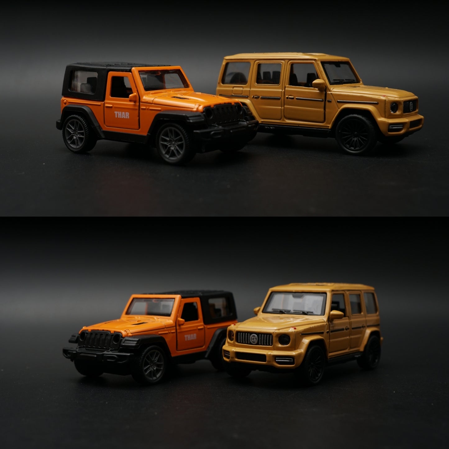 1:43 Diecast 2-Car Set | Mahindra Thar Orange + Mercedes-AMG G63 Matte Gold