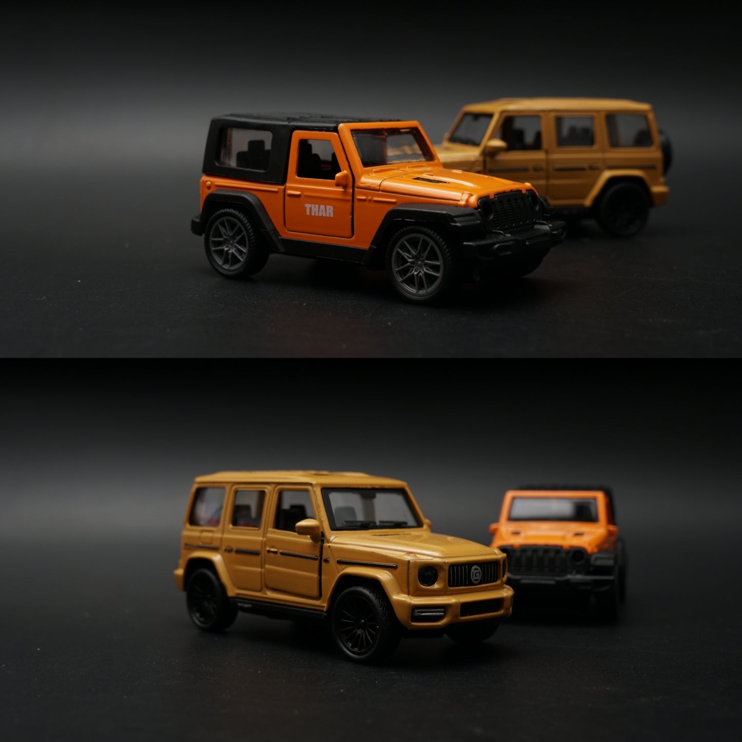 1:43 Diecast 2-Car Set | Mahindra Thar Orange + Mercedes-AMG G63 Matte Gold