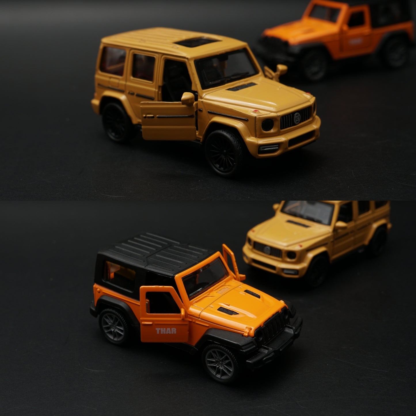 1:43 Diecast 2-Car Set | Mahindra Thar Orange + Mercedes-AMG G63 Matte Gold