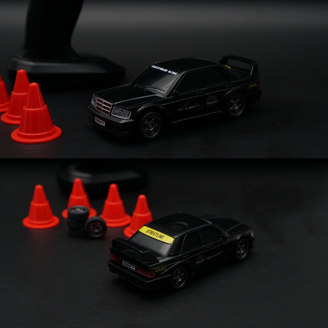 1:64 Mini RC Drift Car | Mercedes-Benz AMG 190E |  Black Edition