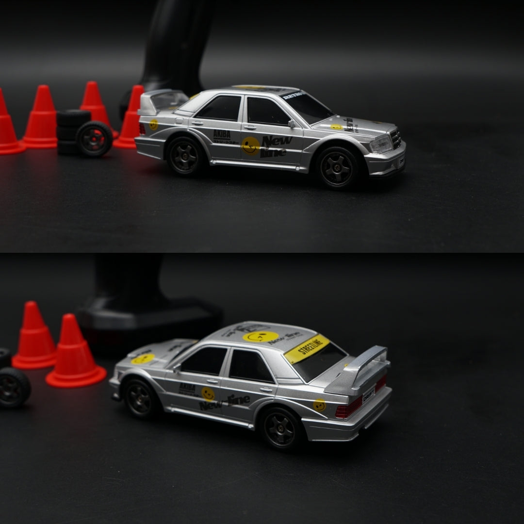 1:64 Mini RC Drift Car | Mercedes-Benz AMG 190E |  Silver Edition