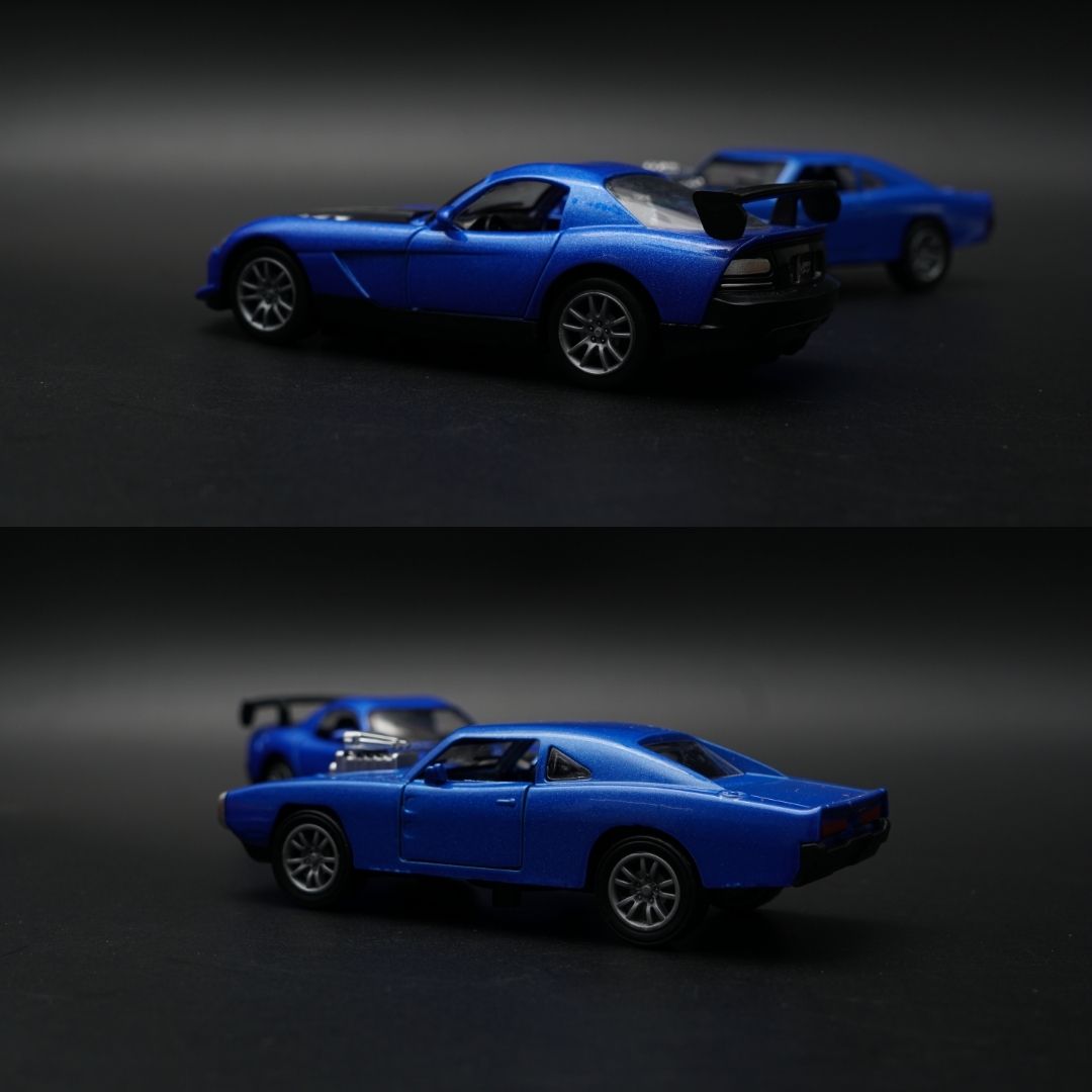 1:36 Dodge Diecast Combo Set | Blue Charger-Style + Viper-Style