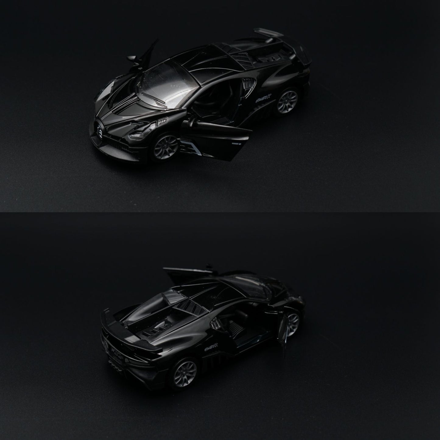 1:36 Bugatti Diecast Hypercar | Matte Black | Racing Number Livery