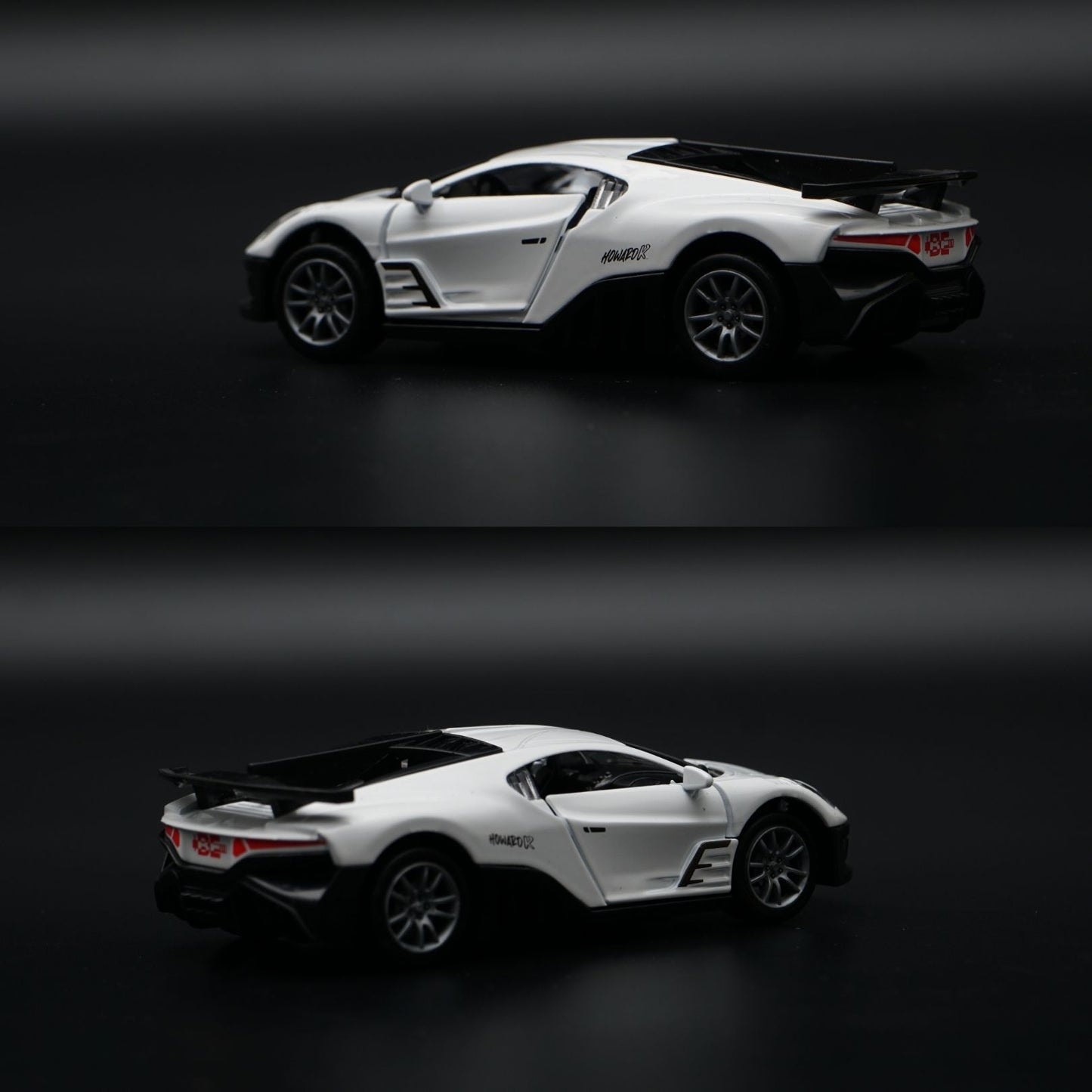 1:36 Bugatti Diecast Hypercar | White | Racing Number Livery