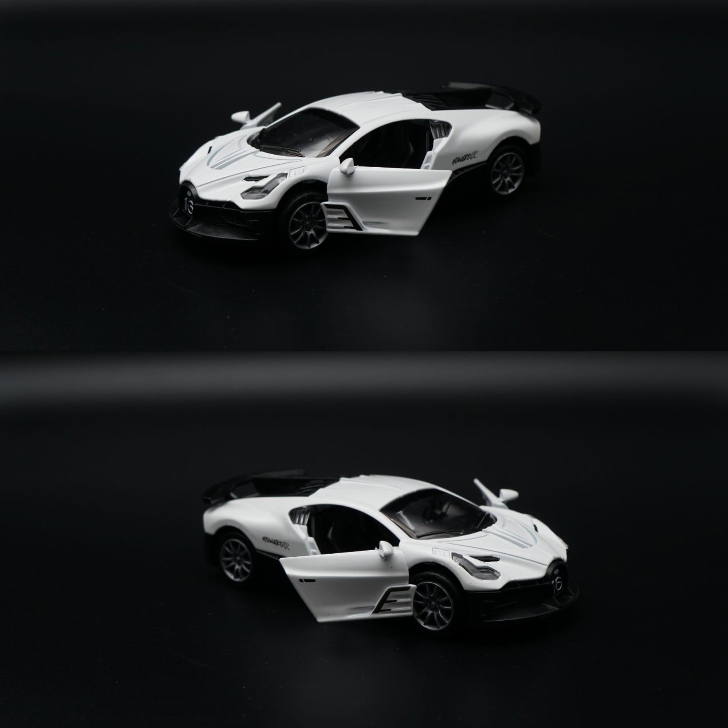 1:36 Bugatti Diecast Hypercar | White | Racing Number Livery