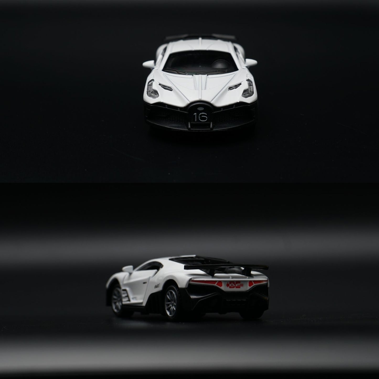 1:36 Bugatti Diecast Hypercar | White | Racing Number Livery