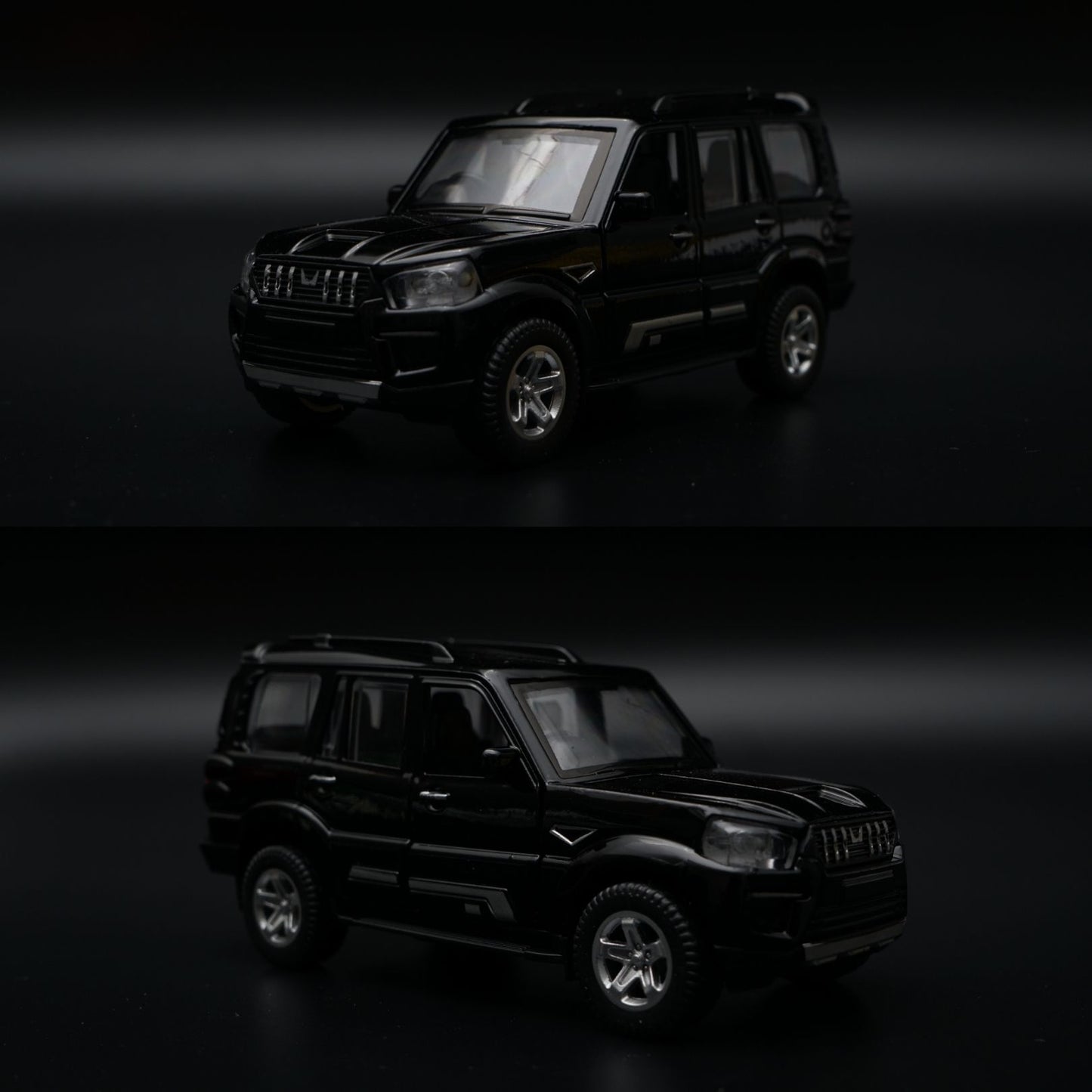 1:36 Scorpio Diecast SUV | Black 4-Door | Rugged Off-Roader Collectible