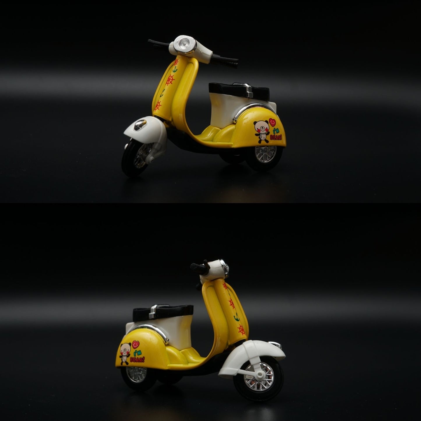 Cute Retro Scooter Diecast | Yellow & White | Nautical Panda Design